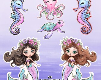 Pastel Mermaid Party Prop (6 Piece) Set Corrugated Plastic : Under The Sea Birthday Decor Set B