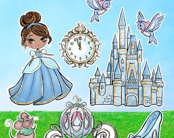 Cinderella Party Prop (8 Piece) Cutouts Diverse Set: Castle, Carriage, Birthday Decor Yard Cards