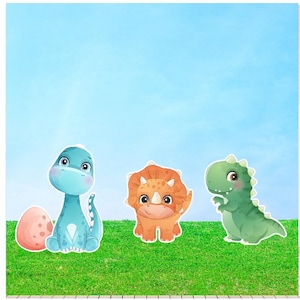 Cute Dinosaur FULL CHARACTER SET  3XL Dinosaurs and Dino Egg Prop Cutouts Corrugated plastic Coro Foam Party Decor for Backdrops  Dino