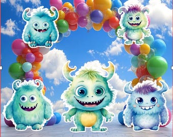 Recortes de plástico corrugado para fiesta de monstruos (5 piezas), juego completo de tarjetas para jardín