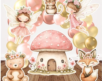 Fairy Party Cutouts, Pink 4 Mil Corrugated Plastic Woodland Set