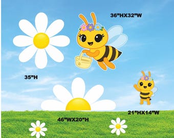 Little Bee and Daisy Birthday Party Cut Out Props Yard Cards 6 piece set
