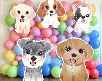 Accesorios para fiestas caninas (5 piezas) Tarjetas de jardín de plástico corrugado, juego de cachorros de dibujos animados