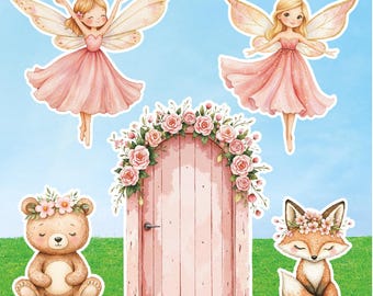 Fairy Door Party Prop (5 Piece) Cutout Set: First Birthday, Baby Shower Decor Yard Cards