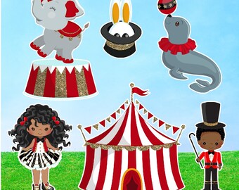 Red Gold Circus (6 Piece) Party Prop Cutouts: Diverse Birthday Decorations Full Set