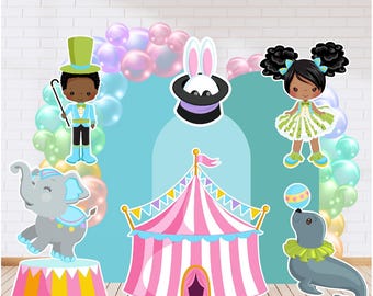 Accesorios para fiesta de circo rosa (6 piezas) Set de recortes diversos: plástico corrugado, cumpleaños de niña