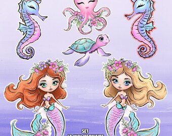 Pastel Mermaid Party Prop (6 Piece) Set A Corrugated Plastic : Under The Sea Birthday Decor