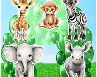 Set de personajes Bebés de Safari en la Selva (5 piezas): Decoración para fiestas de Coroplast