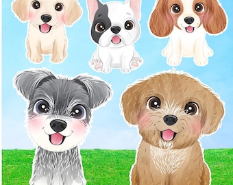 Dog Party Props (5 Pieces) Corrugated Plastic Yard Cards, Cartoon Pups Set