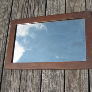 Antique 1920s Mirror in Oak Wood Frame with original patina