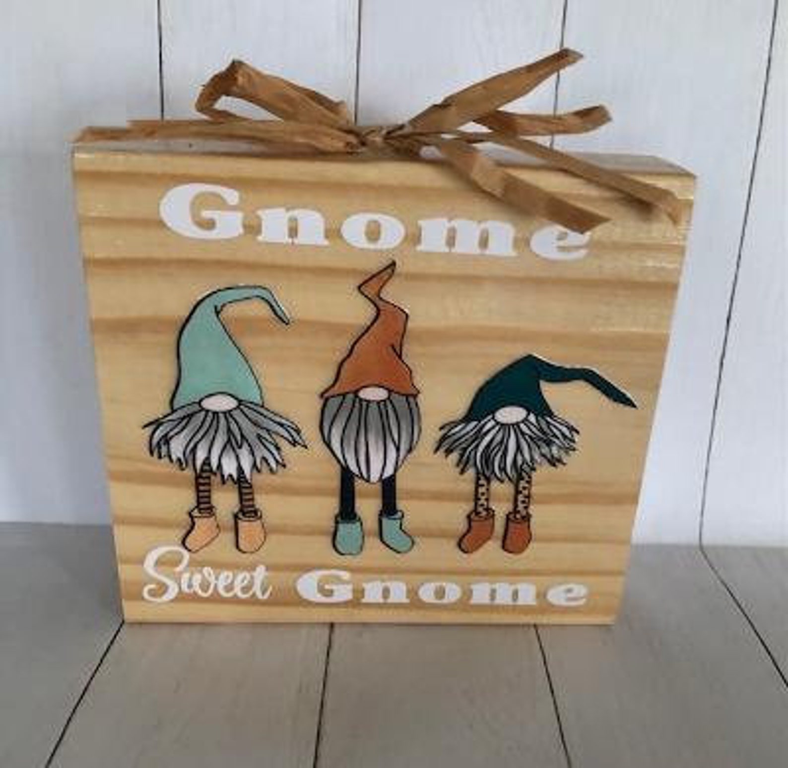 Gnomes on Wood Block Wood Block with Gnomes Gnomes Etsy