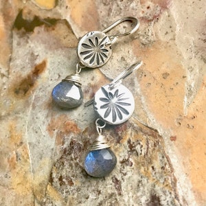 Labradorite Silver Drop Earrings