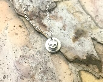 Sterling Silver Tiny Skull Necklace