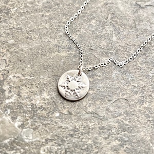 Tiny snowflake charm necklace sterling silver