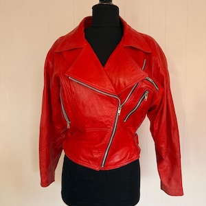 Golden Bear 1980’s *Genuine* Red Leather Jacket with Zipper