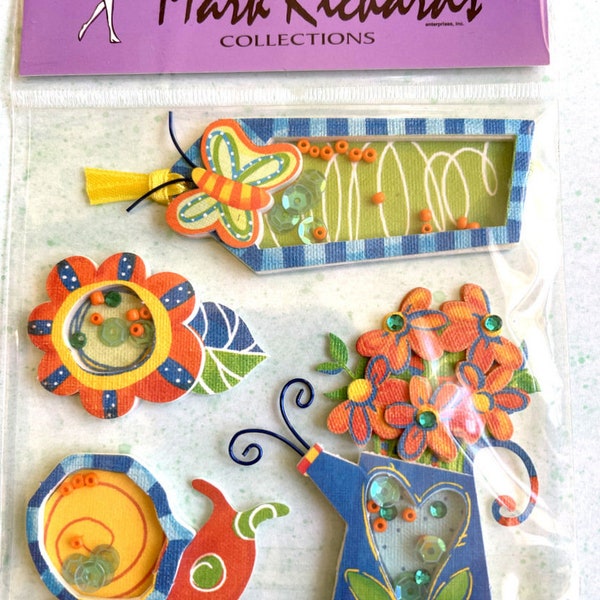 Ephemera Mark Richards Collection Dimensional Garden Flower Theme Stickers for Junk Journals, Card Making, Scrapbooks / Shaker Stickers