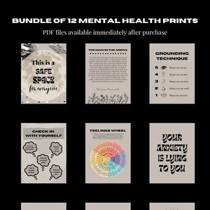 12 Therapist or Counselor Office Posters Therapy Counseling Wall Art Bundle