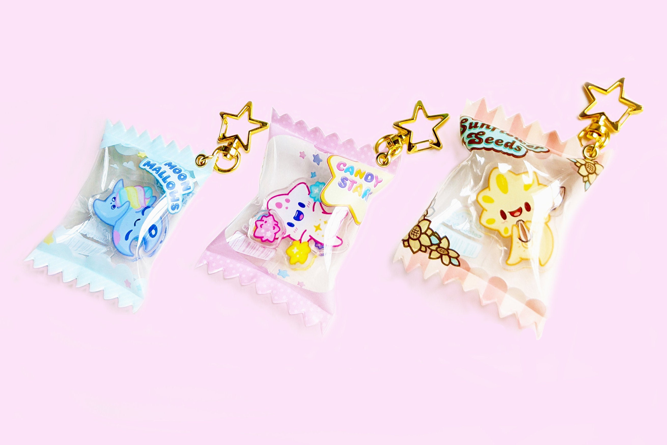 Space Babies Candy Bag Shaker Charm Keychain Choice of Sun Star