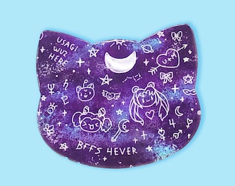 Sailor Moon Katzenförmige Pin zurück Knopf - Luna Space Galaxy - Süßes Kawaii Moonie Accessoire