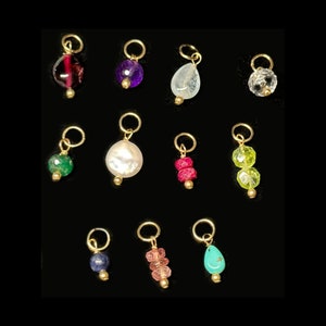 CLOSEOUT 21 Genuine Gemstone Birthstone Drop Charm 14/20 Gold Filled Pin and Jump Ring, Perfect for Adding to Bracelets and Necklaces image 1