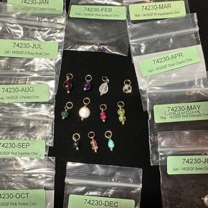 CLOSEOUT 21 Genuine Gemstone Birthstone Drop Charm 14/20 Gold Filled Pin and Jump Ring, Perfect for Adding to Bracelets and Necklaces image 3