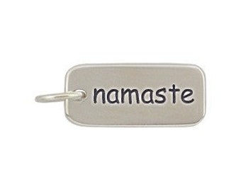 CLOSEOUT! 7 Namaste Sterling Silver Charms,L 17mm x W 6mm, From Nina Designs A360, Wholesale Jewelry