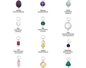 CLOSEOUT! 45 Genuine Gemstone Birthstone Drop Charm with Sterling Silver Pin and Jump Ring, Wholesale Jewelry