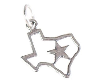 CLOSEOUT! 3 Texas Charms with Star, Sterling Silver Charm, Whoesale Jewelry, Silver Texas Charm, Sterling Texas Star Charm