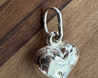 CLOSEOUT! 6 12x14mm Heart Charms Sterling Silver, Puff Heart Charms, Sterling Silver Charms, Wholesale Jewelry, Wholesale Charms