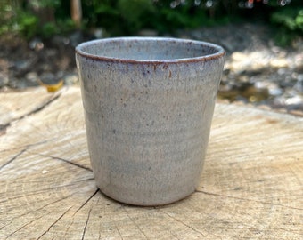 Medium Neutral Blue Ceramic Planter with Drainage Hole