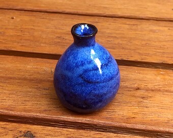 Indigo Blue Miniature Ceramic Vase, Tiny Vase, Tiny Sculpture