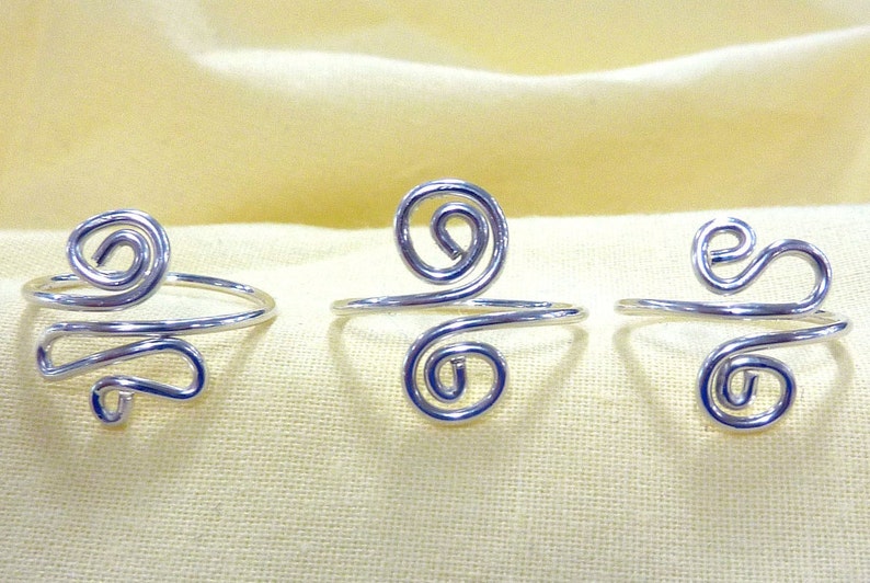 A Set of Three Sterling Silver Wire Wrapped Toe Rings Etsy
