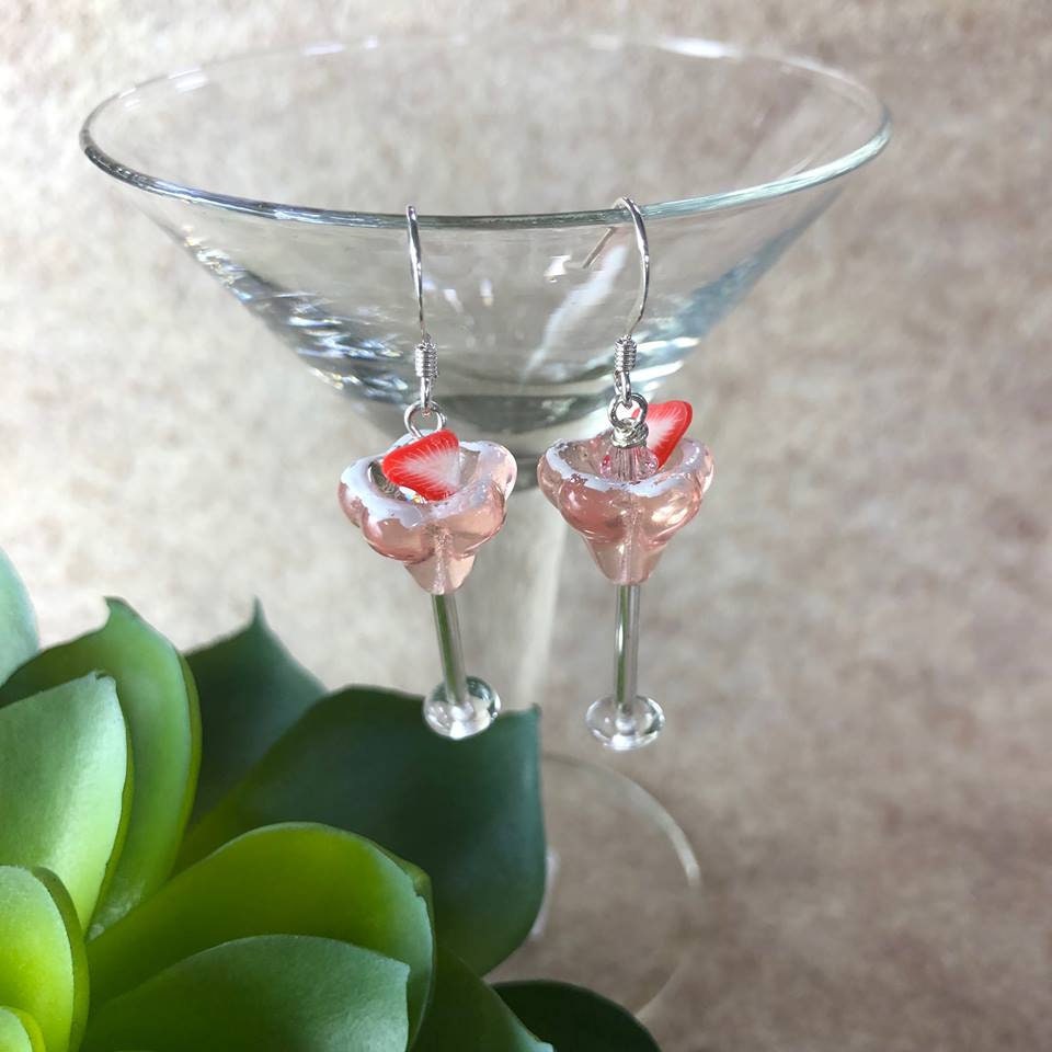 Strawberry Margarita Earrings Drink Earrings Trendy Etsy