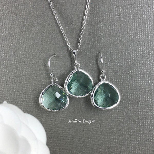 Sage Green Jewelry, Light Teal Jewelry Set, Bridesmaids Gift, Maid of Honor Gift, Seafoam Green Wedding, Prom Jewelry, Spring Wedding