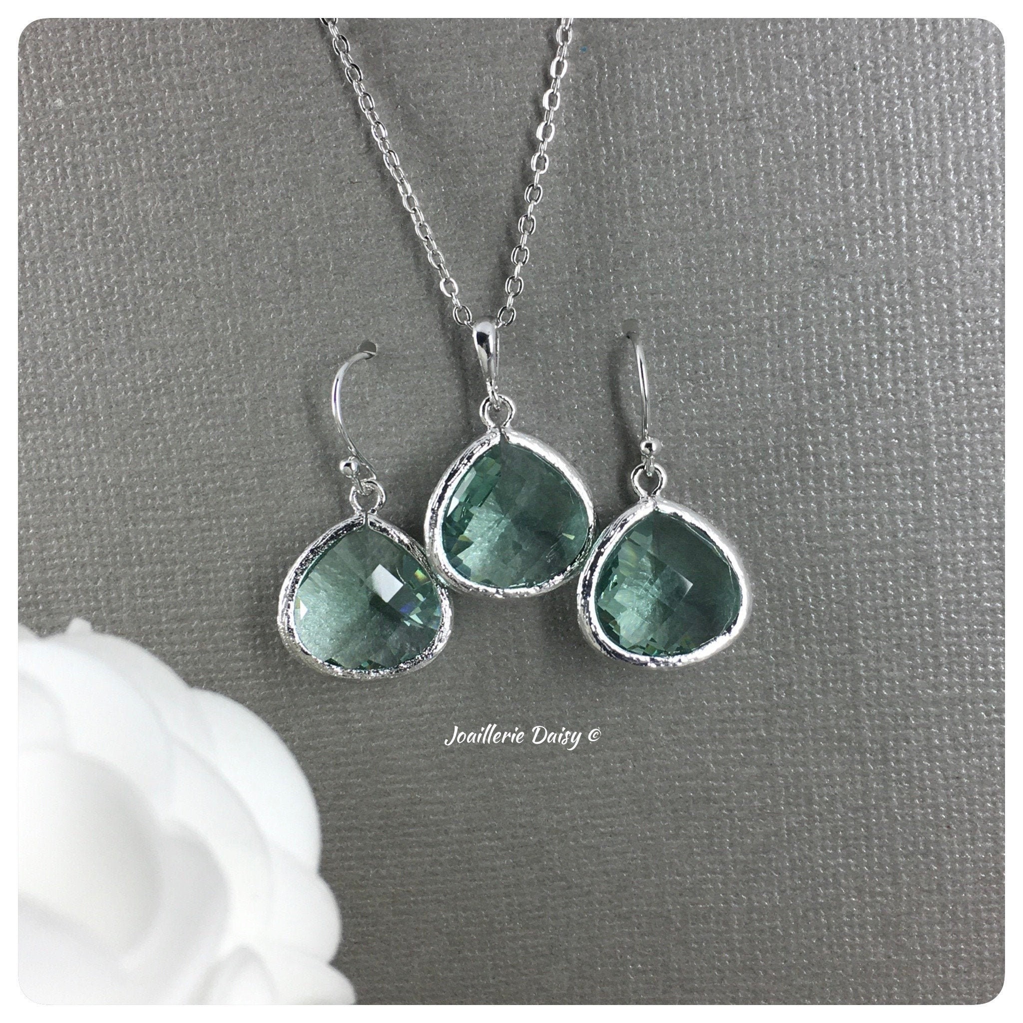 Sage Green Jewelry Light Teal Jewelry Set Bridesmaids Gift Etsy