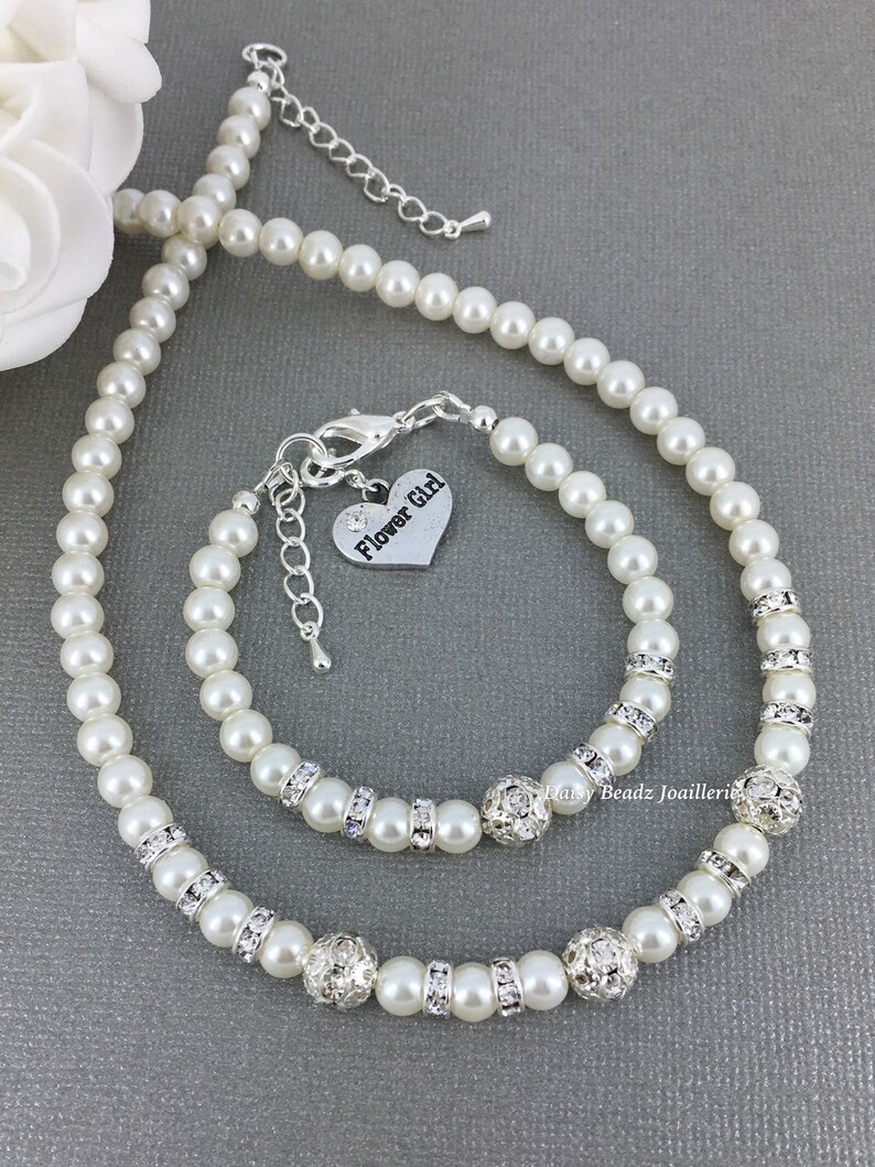 Flower Girl Necklace Set Flower Girl Jewelry Set Flower Girl Etsy Canada