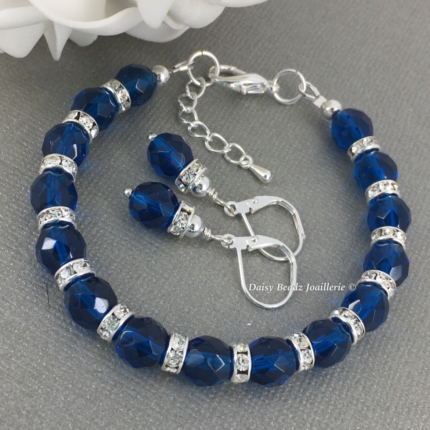 Navy Blue Crystal Bracelet Navy Bracelet Crystal Bracelet Etsy