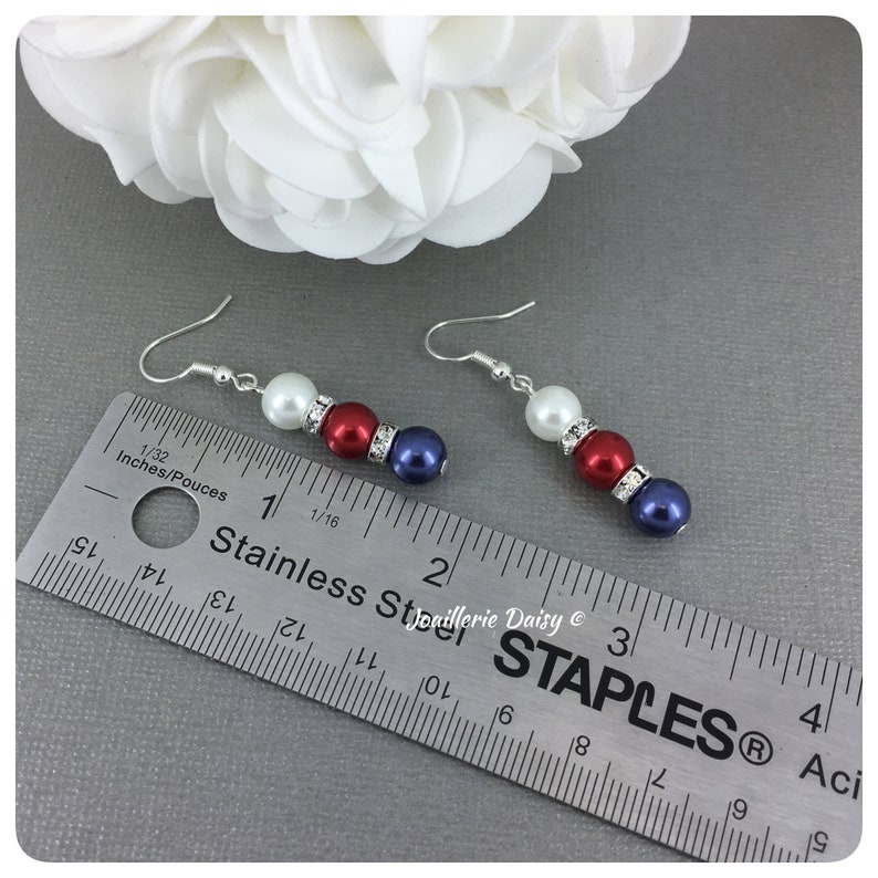 July 4th USA Independence Day USA Memorial Day Patriotic Jewelry Red Blue White American Flag Jewelry Ombre Neckalce Set