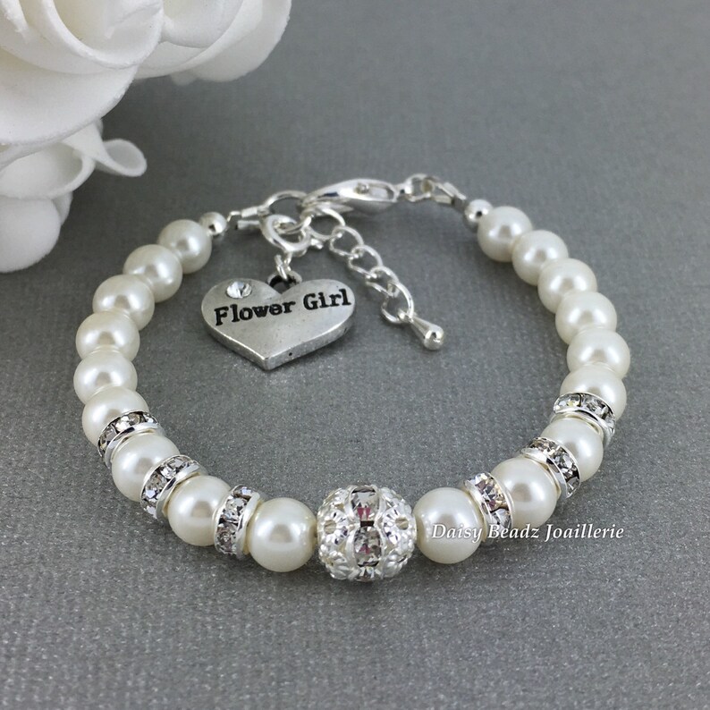 Pearl and Rhinestones Flower Girl Bracelet Flower Girl Etsy Canada