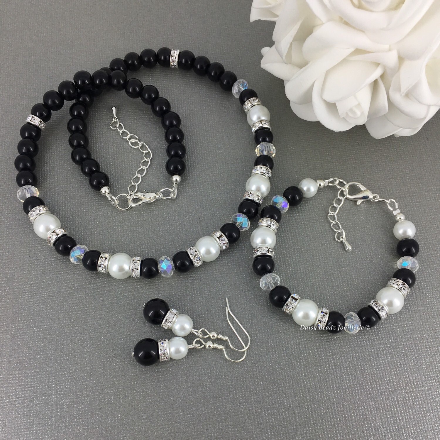 Classic Black and White Jewelry Set Little Black Dress Etsy