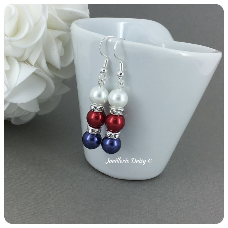 July 4th USA Independence Day USA Memorial Day Patriotic Jewelry Red Blue White American Flag Jewelry Ombre Neckalce Set