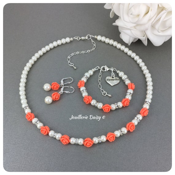 flower girl necklace and bracelet set