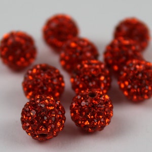 Hyacinth Orange Sparkling 10mm|12mm Pave Beads - Incredible Sparkle & Lightweight Bead - 5 Beads
