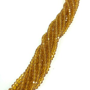3x4mm Small Crystal Rondelles - Topaz  - Full 16&quot; Strand, About 132 Rondelle Beads