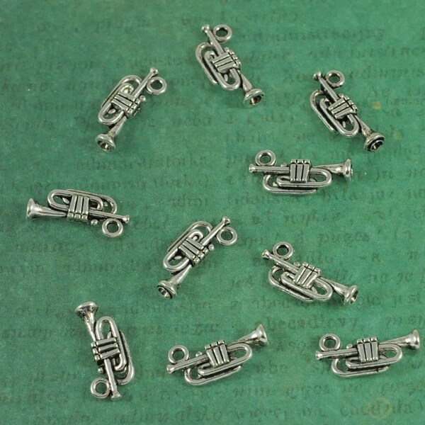 Silver Trumpet Charms - Package of 10