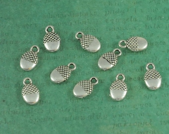 Adorable Silver Acorn Charms - Package of 10 - Perfect for Fall!