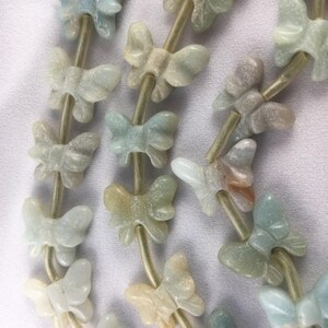 Amazonite Carved Butterfly Pendant full 16in strand approximately 23 beads approximately 22mm by 15mm image 2