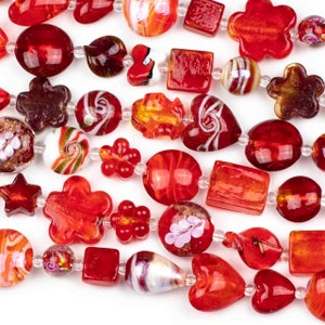 Fils de verre mélangés faits main au chalumeau - Mélange de rouges