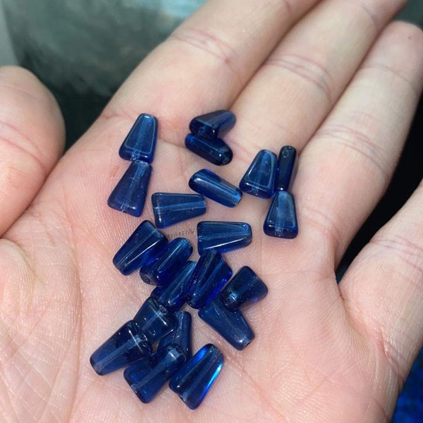 9mm Small Cobalt Blue Czech Glass Triangles| Package of 50