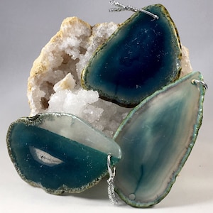 Agate bleue carte de Place avec Top seul trou percé